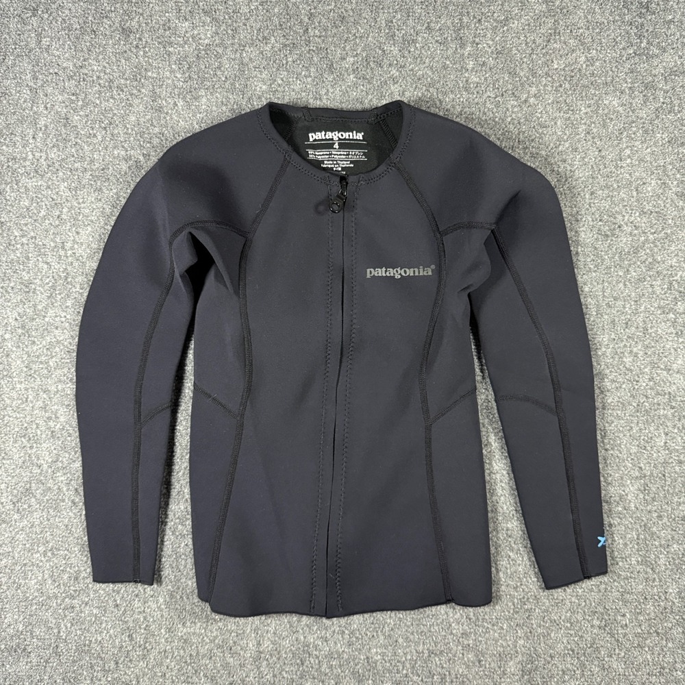 Patagonia R1 Wetsuit Womens 4 Black Long Sleeve Surf Top Full Zip Neoprene